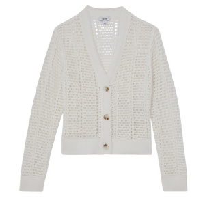 REISS Star Open-Knit Button-Through Cardigan